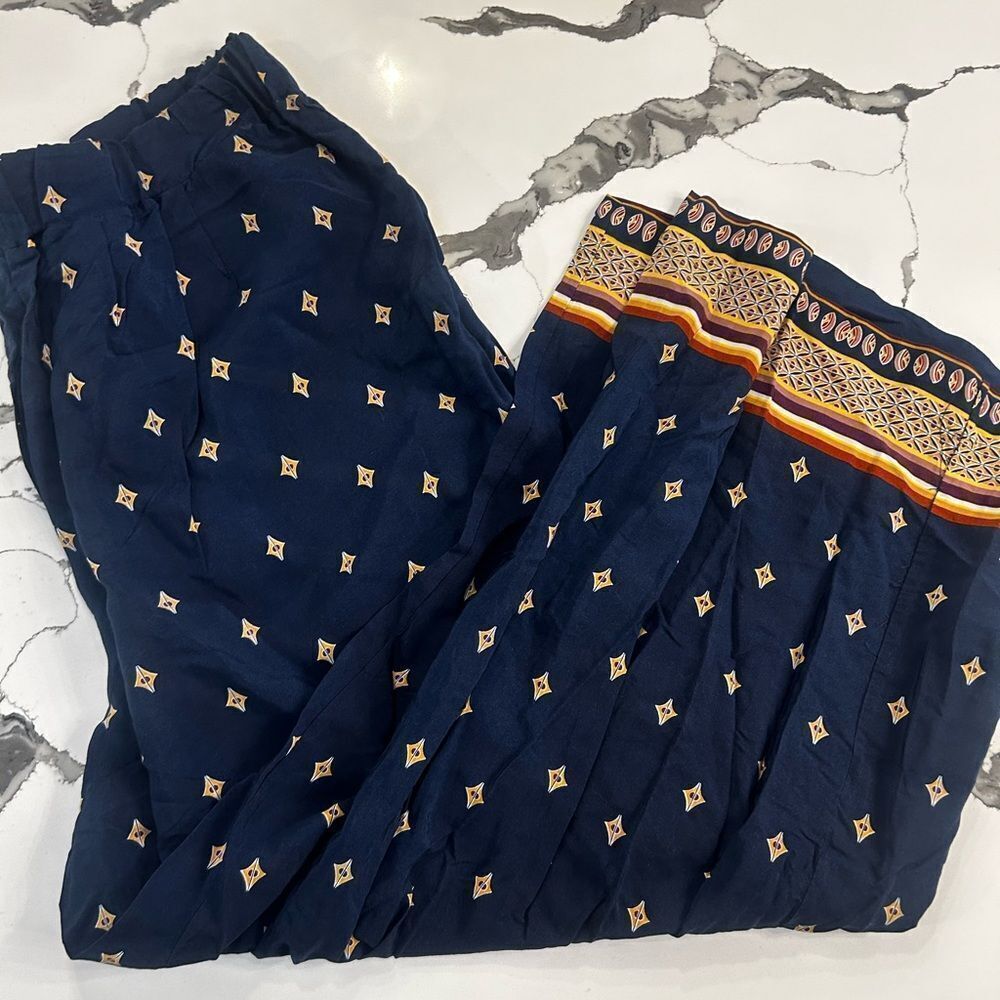 a.n.a Navy and Yellow Patterned Pants NWT
